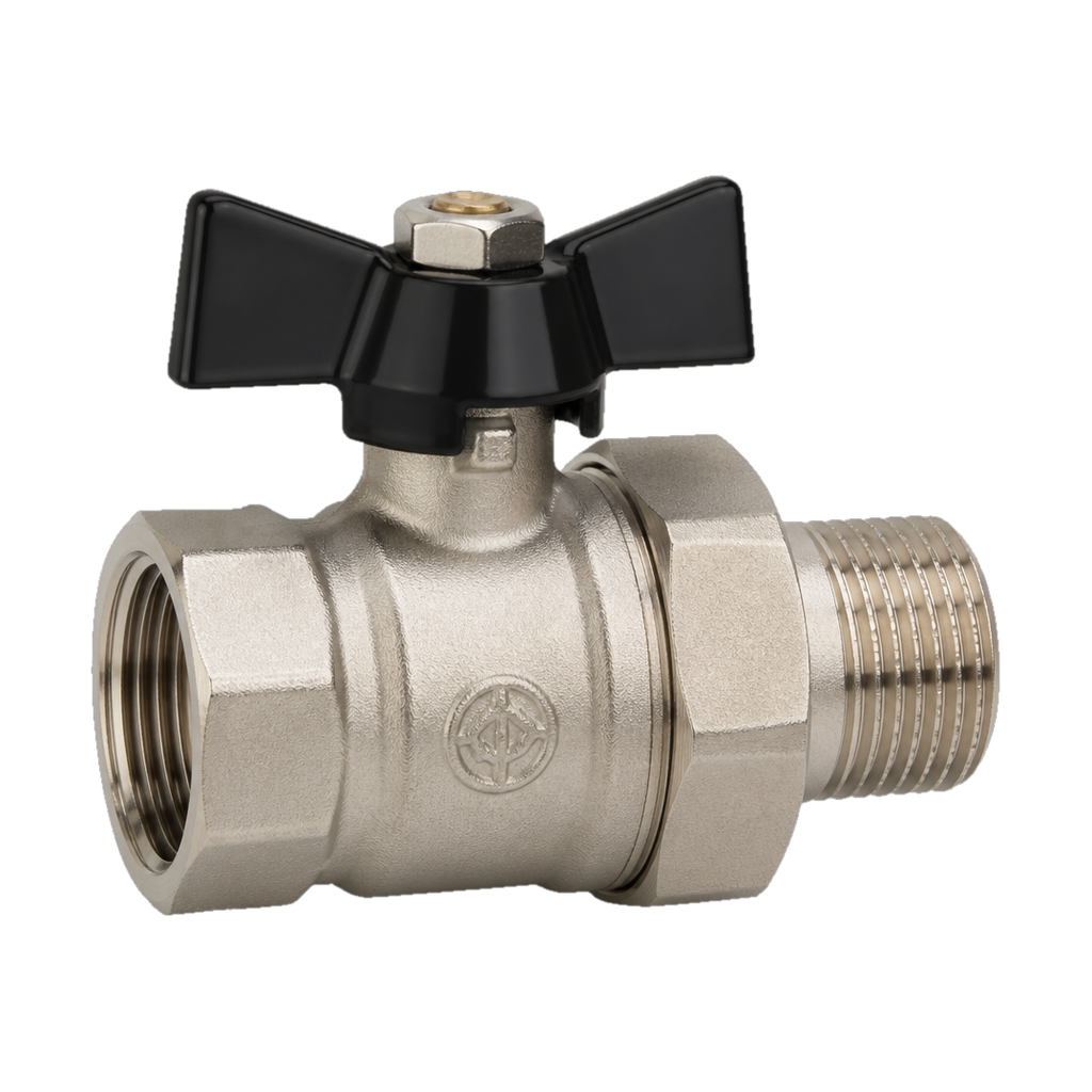 ROMMER Кран шаровой с американкой, ВР/НР, ручка бабочка 1 RBV-0005-2510225 RG00938RJNB615
