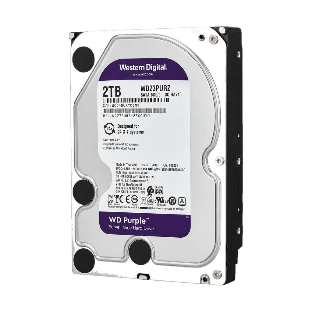 Жесткий диск WD Purple WD23PURZ, 2ТБ, HDD, SATA III, 3.5"