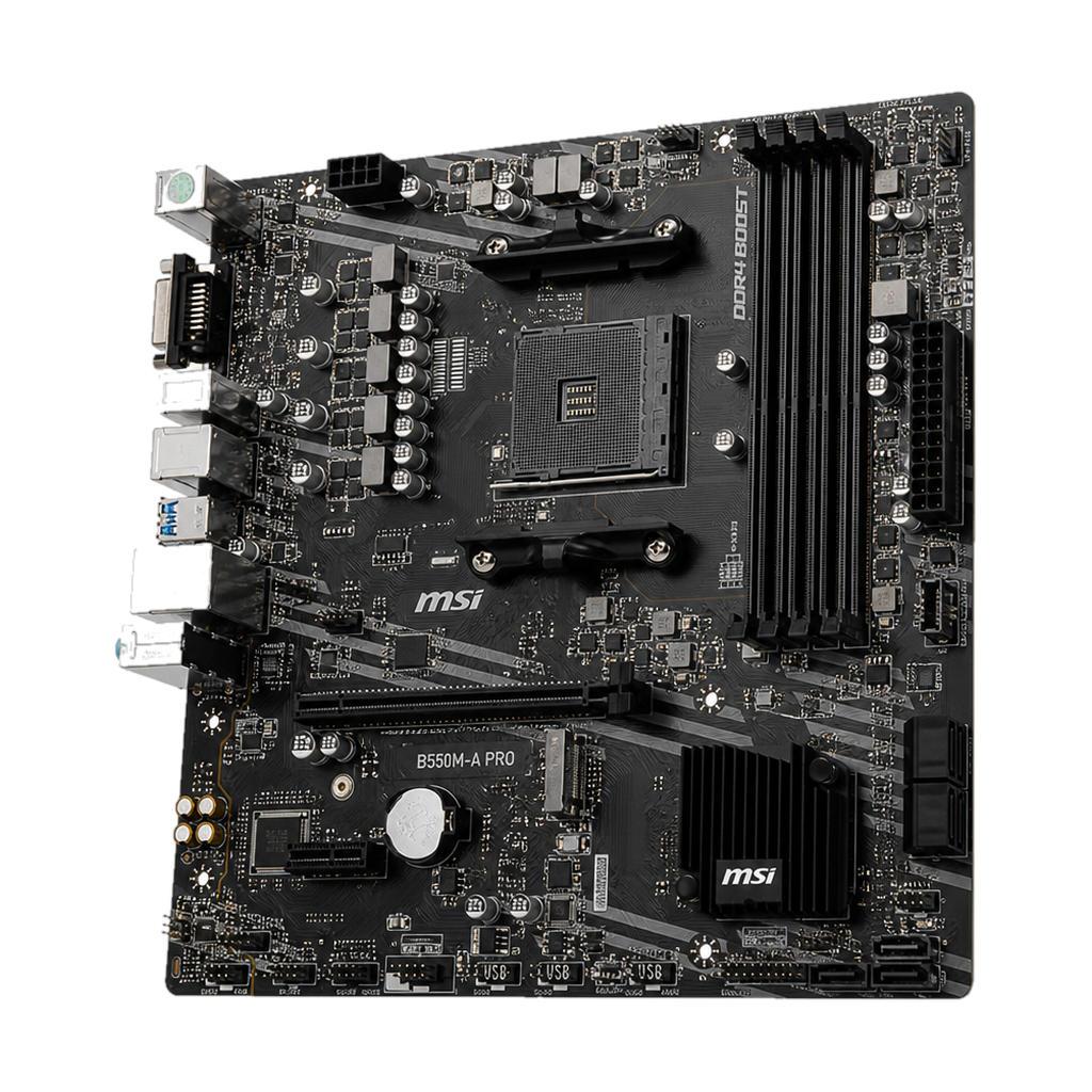 Материнская плата mATX MSI B550M-A PRO (AM4, AMDB550, 2*DDR4(4600), 4*SATA 6G RAID, M.2, 2*PCIE,1 Gl