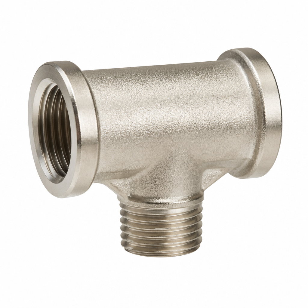 Тройник сантехнический под манометр MPF 1/2" х 1/4" х 1/2" резьбовой внутренняя-внутренняя-наружная